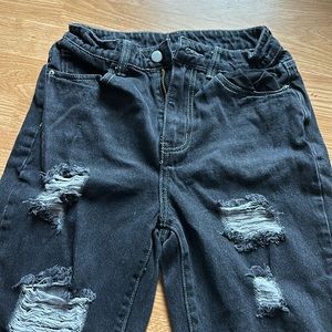 black highrise ripped jeans
